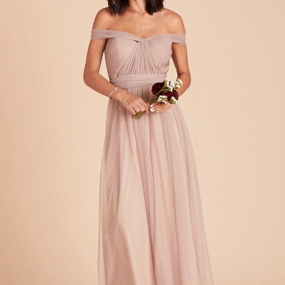 Birdy Grey Sandy Taupe Christina Convertible Tulle Bridesmaids Dress - Picture 1 of 11